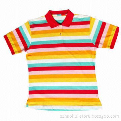 Ladies' Striped Yarn Dyed Polo Shirt, 100% Cotton